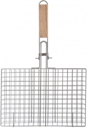 Lukket grillkurv 32 × 49 cm med træhåndtag