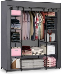 Stor tekstilgarderobe Massido – grafit