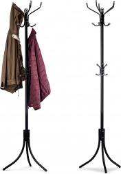 Stående tøjstativ med 16 knager, sort metal, MODERNHOME