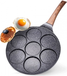 Granitstegepande til æg med 7 huller BLACK&WOOD 26 cm