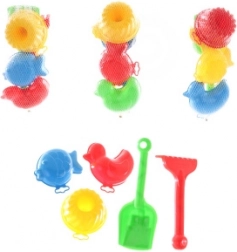 Sandlegesæt med skovl, rive og forme