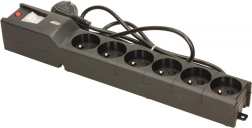 Overspændingsbeskyttet forlænger LESTAR, 6 udtag, 1,5 m, sort