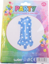 Ballon tal 1 blå med stjerner