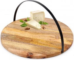 Træserveringsbræt med sammenklappeligt metalhåndtag 38,5 cm