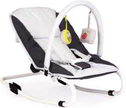 Sammenklappelig babylift/gyngestol med legetøj i hvid-grafit