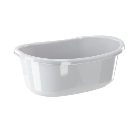 Oval plastikskål med håndtag 45 l, lysegrå