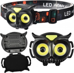 Børne-LED-pandelygte i ugleform – 4 lysfunktioner, vandafvisende