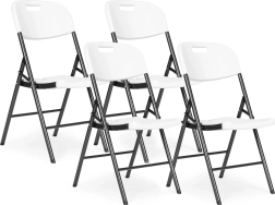 Sæt med 4 klapstole ModernHome - metal, HDPE, hvid
