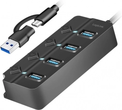 USB-hub med 4 porte, 3.2 Gen 1, sort