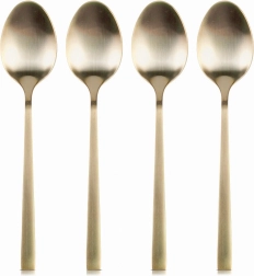 Gyldne teskeer i rustfrit stål, sæt med 4 stk.