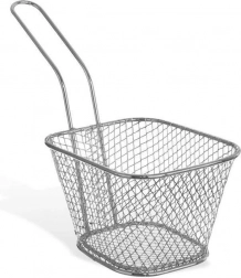 Sølvfarvet friturekurv til pommes frites med håndtag 19 × 8 × 13,5 cm