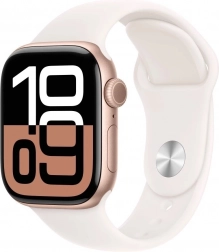Apple Watch Series 10 GPS, roséguld aluminiumsurkabinet, lyserødt sportsarmbånd M/L