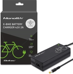 Qoltec-oplader til elcykelbatteri 36 V, 42 V, 2 A, 5,5 × 2,5 mm