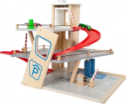 Small foot premium træparkeringshus med elevator og vaskehal