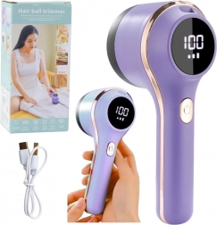 Elektrisk fnugfjerner til tekstiler med LED‑display, 3 hastigheder – lilla