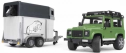 BRUDER LAND ROVER DEFENDER med hestetrailer