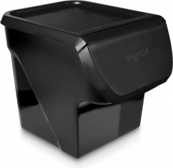 Sort boks til frugt og grønt med låg 13 l