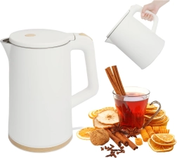 Rejsevenlig trådløs elkedel 1,7 l 1500 W med drejefod – hvid