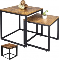 Sæt firkantede sofaborde 2-i-1 rustik