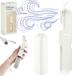 Bærbar sammenklappelig mini-ventilator USB 2-i-1 hvid