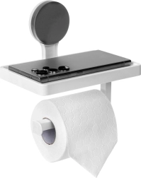 Toiletpapirholder med hylde og sugekop