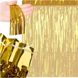 Dekorativt selvklæbende gyldent frynsegardin 100 × 200 cm RUHHY