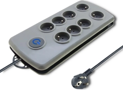 Overspændingsbeskyttet forlængerledning Quick Switch, 8 stik, 2,5 m, grå
