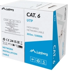 LAN UTP Kategori 6 kabel, 305m CCA, grå, Fluke bestået