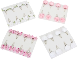 Hårklemmer med blomstermotiv - sæt 32 stk.