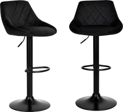 Drejelig barstol med justerbar højde i sort velour fra ModernHome