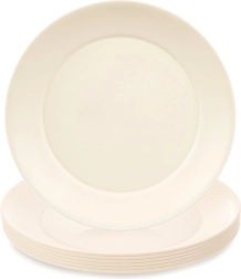 Plasttallerkener SANDY, flade 23,5 cm, 6 stk., cremefarvede