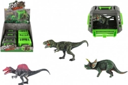Dinosaur i transportabel bur – plastlegetøj 13 × 9 cm, mix af arter, æske 12 stk.