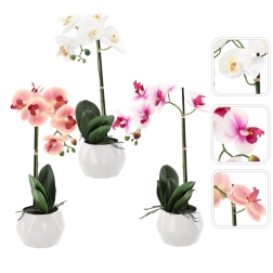 Kunstig orkidéblomst mix 3 farver 42 cm