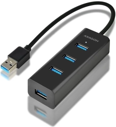 axagon hue-s2b 4-port usb 3.2 gen 1 hub med opladning, 30 cm kabel, micro-usb strømforsyning