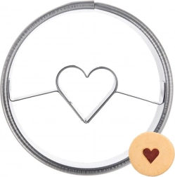 Rustfrit stål kageudstikker rund med hjerte 4,5 cm
