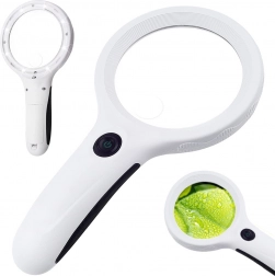 Håndholdt lup med 4x forstørrelse og 8 LED UV-dioder