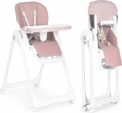 Høj stol med justerbar højde, økolæder, dobbelt bakke, rosa ECOTOYS