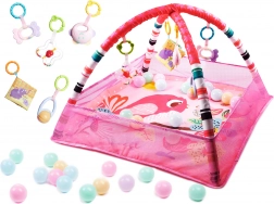 Pædagogisk legetæppe med buer og bolde rosa