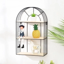 Dekorativ sort væghylde 45 cm