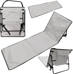 Sammenklappelig strandmåtte med ryglæn 2-i-1 grå med taske