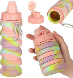 Sammenklappelig sportssilikone vandflaske 500 ml, regnbuefarvet