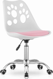 Kontorstol Hvid og Lyserød med Drejbar Krombase