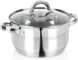 Rustfri stålkasserolle med glaslåg 20 cm, 3,4 l