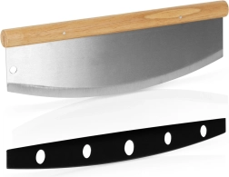 Vilde pizzavuggekniv i stål 35 × 12 cm med bambushåndtag