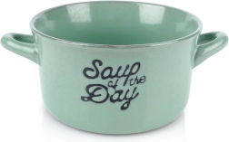 Keramisk suppeskål med to hanke 600 ml, grøn