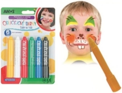 Ansigtsfarver i stick – sæt med 6 farver