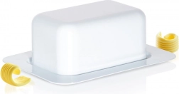 Smørboks i stål i hvid farve