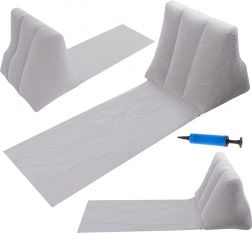 Oppustelig strandmåtte med ryglæn og pude – Grå