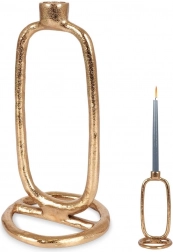 Guldfarvet aluminiumslysestage til lang lys 24 cm