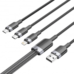 USB 2.0-kabel 3-i-1 Vention – USB-C, Lightning og Micro-B